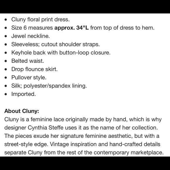 Cluny by Cynthia Steffe Cutout Shoulder Floral Print Flounce Dress NWT Sz 6 - Picture 13 of 16